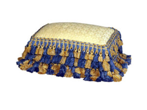 Cuscino con frange Soft House colore oro e blu